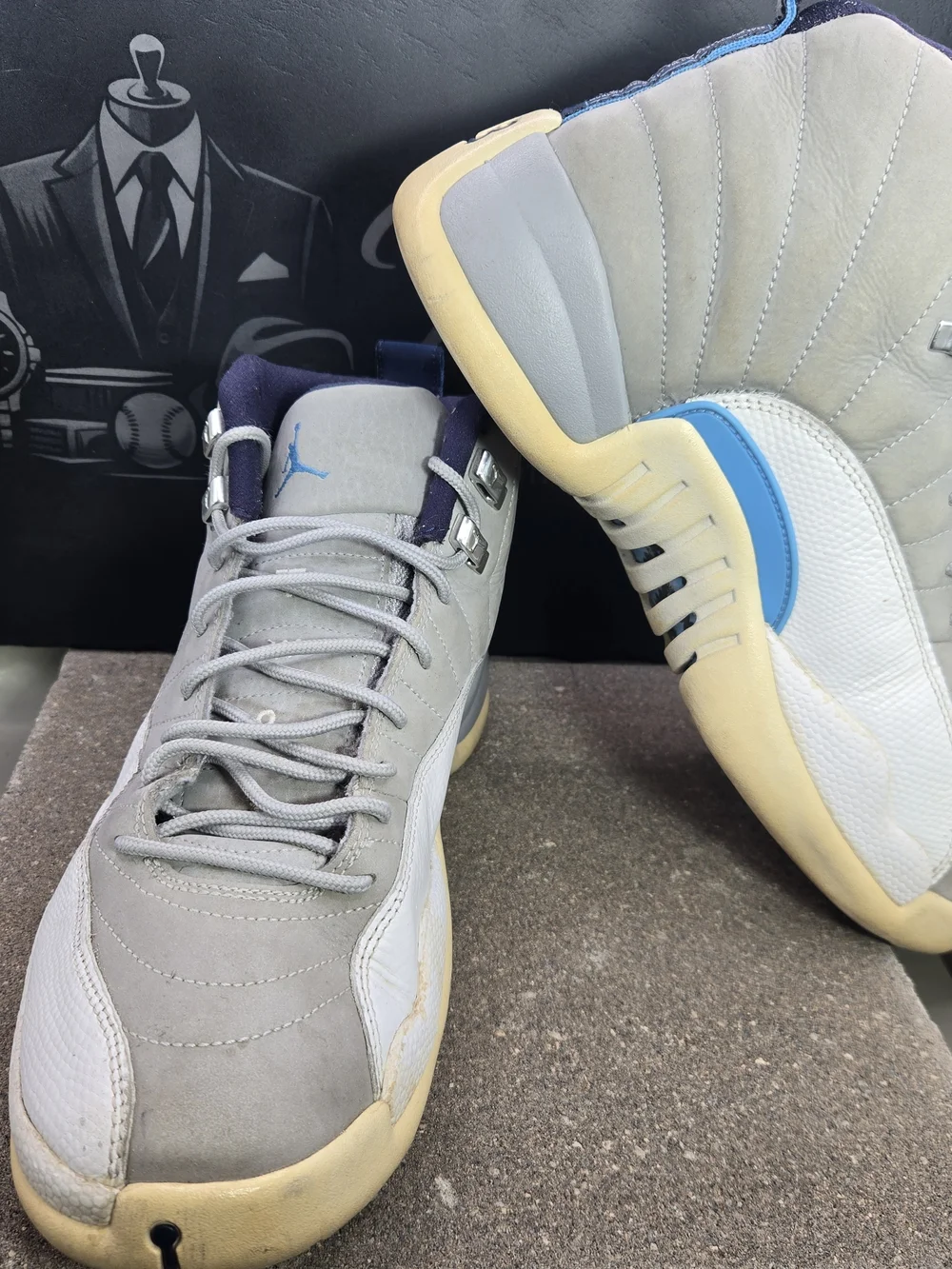 Air Jordan 12 Retro Wolf Grey University Blue UNC 2016 130690-007 Men's Size 10